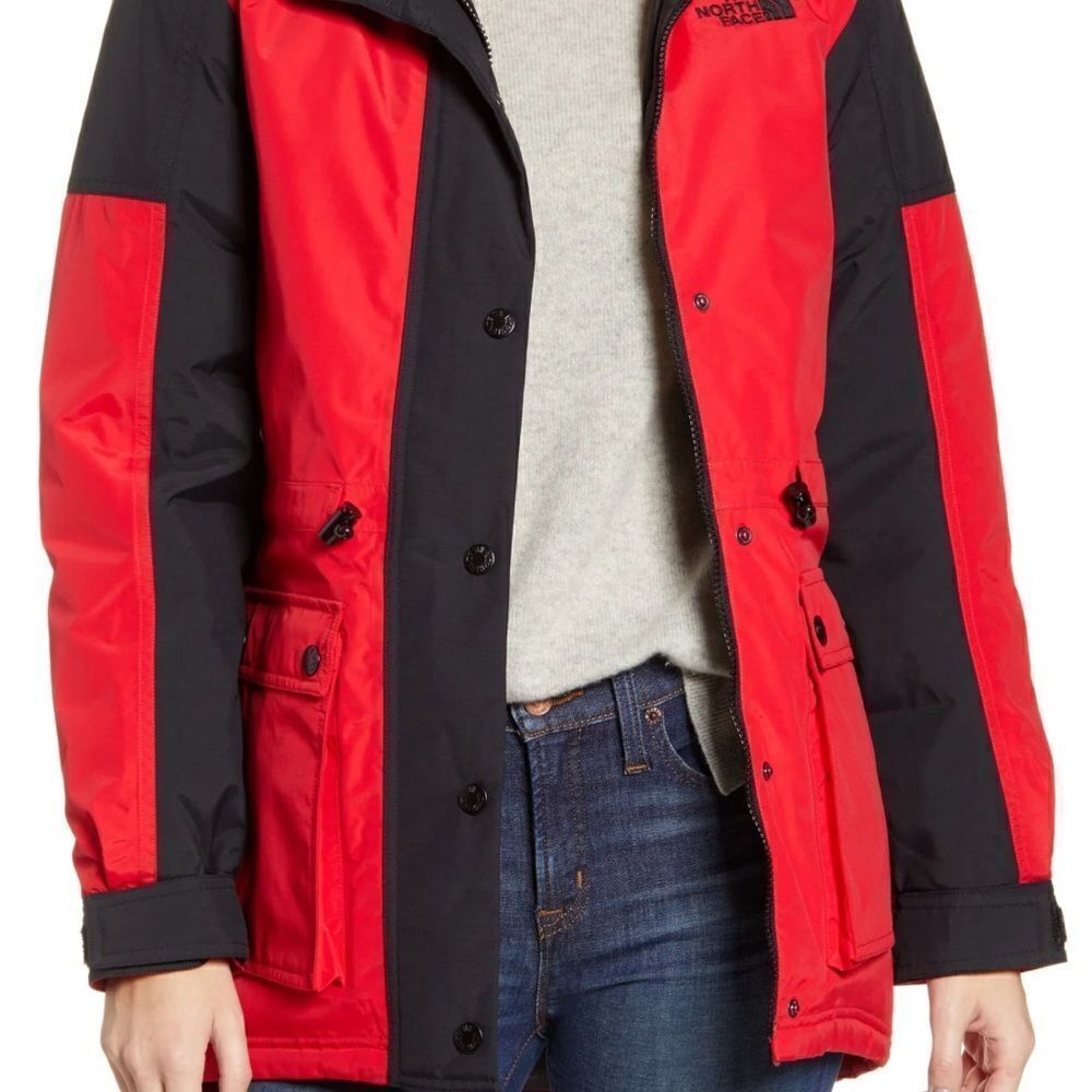 The North Face Down Dry-vent Women Parka Size S Black Red Winter Puffer
